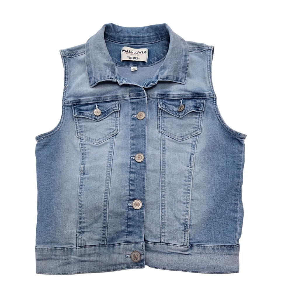 WallFlower The Dreamer Fit Denim Vest Light Wash Blue Womens M Layering Western